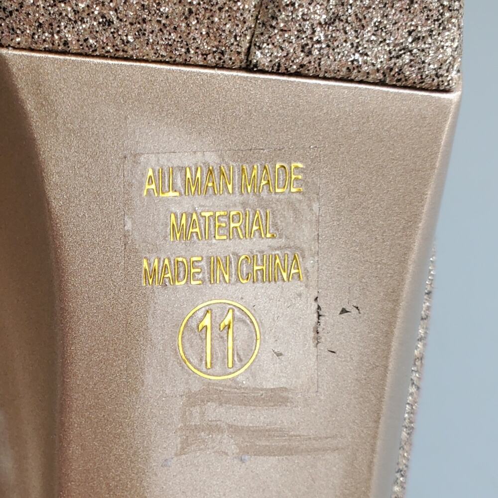 Women Gold Glitter Platform Peeptoe Heel Shoe 11 NYE Cocktail Club Wedding Prom - Picture 10 of 15